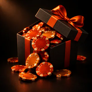 Embrulho com fichas de casino a transbordar