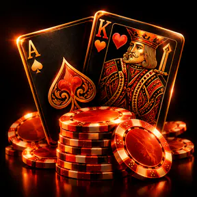 Mesa de blackjack com as cartas abertas